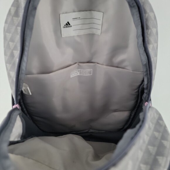 Adidas Youth Backpack Gray Pink School Laptop Travel Book Bag - Picture 5 of 13